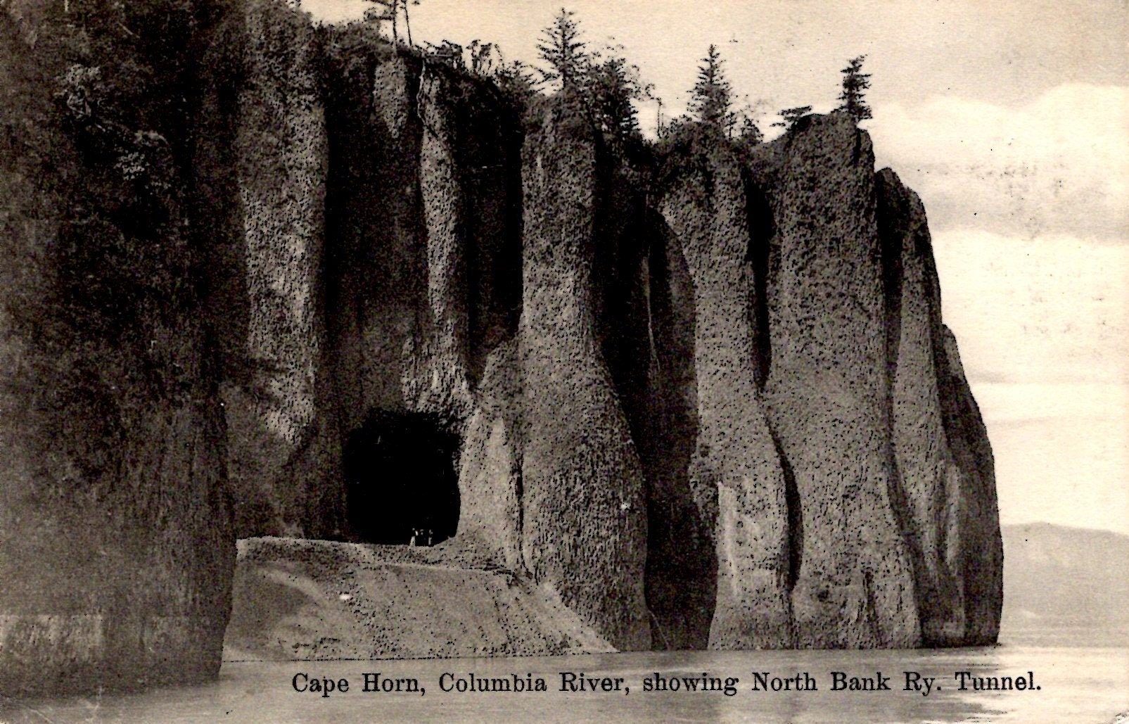 Cape Horn Tunnel near Columbia River Gorge on Spokane Portland & Seattle Railway 1909